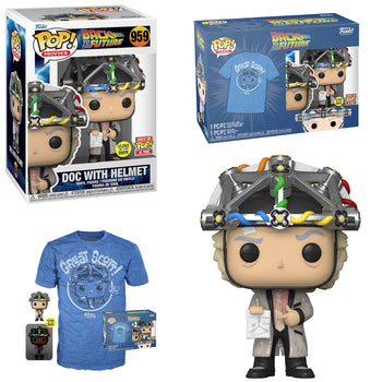 BACK TO THE FUTURE - DOC WITH HELMET (GLOW) POP & T-SHIRT (EXCLUSIVE)